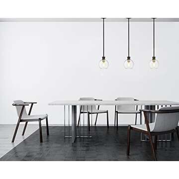 Tawson Black and Gold Pendant Light, Modern Globe Pendant Light, Island Pendant Lights with 6.5 inch Clear Globe Glass Shade for Kitchen Island, Hallway, Entryway, Dining Room, Bedroom