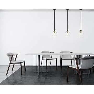 Tawson Black and Gold Pendant Light, Modern Globe Pendant Light, Island Pendant Lights with 6.5 inch Clear Globe Glass Shade for Kitchen Island, Hallway, Entryway, Dining Room, Bedroom