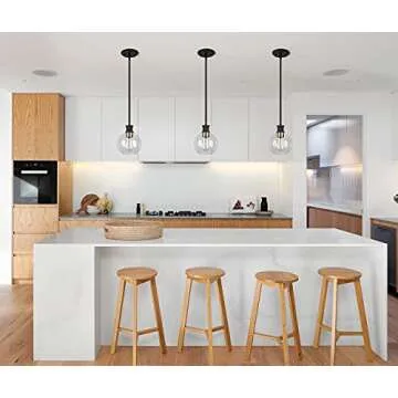 Tawson Black and Gold Pendant Light, Modern Globe Pendant Light, Island Pendant Lights with 6.5 inch Clear Globe Glass Shade for Kitchen Island, Hallway, Entryway, Dining Room, Bedroom