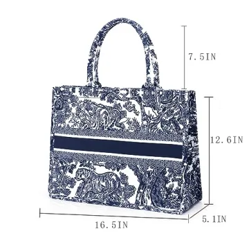 FENGJINRUHUA Fashion Luxury Tote Bag Cotton Linen Handbag Large Capacity Jacquard Retro Exquisite