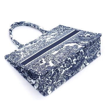 FENGJINRUHUA Fashion Luxury Tote Bag Cotton Linen Handbag Large Capacity Jacquard Retro Exquisite