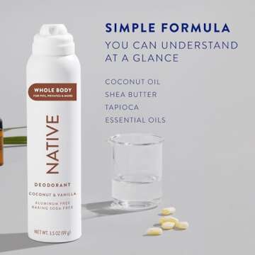 Native Whole Body Deodorant Spray Contains Naturally Derived Ingredients, Deodorant for Women & Men | 72 Hour Odor Protection, Aluminum Free with Coconut Oil and Shea Butter | Coconut & Vanilla