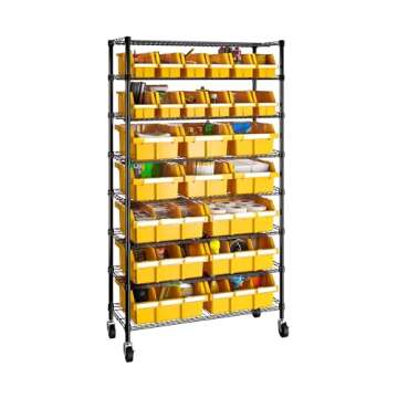Seville Classics Commercial Grade NSF-Certified Bin Rack Storage Steel Wire Shelving System - 24 Bin...