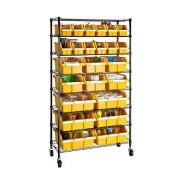 Seville Classics Commercial Grade NSF-Certified Bin Rack Storage Steel Wire Shelving System - 24 Bin...
