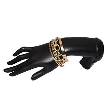 Kercisbeauty 4pcs Women Gold Cuff Link Bracelet Set