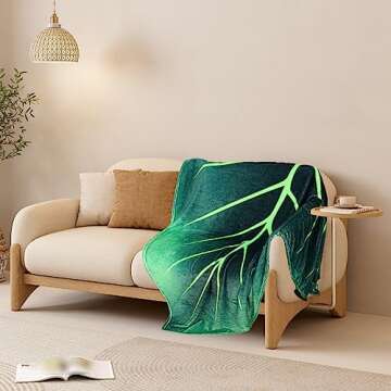 GOPQBBHYHA Soft Leaf Blanket Giant Shaped Flannel Blankets Decorative Leaves Design for Girls Boys Gift Type Suitable for Bed Couch and Sofa Outdoor Bedroom Size 85 X 61 Inch