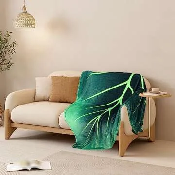 GOPQBBHYHA Soft Leaf Blanket Giant Shaped Flannel Blankets Decorative Leaves Design for Girls Boys Gift Type Suitable for Bed Couch and Sofa Outdoor Bedroom Size 85 X 61 Inch
