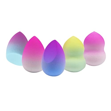 GFOUNS beauty blender sponge:individually wrapped 5 pcs multi-colored ombre makeup sponges for found...