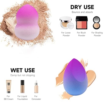 GFOUNS beauty blender sponge:individually wrapped 5 pcs multi-colored ombre makeup sponges for foundation,liquid,Cream,blending,and powder,4 different shapes of makeup sponge with 1 beauty blender