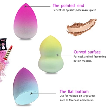 GFOUNS beauty blender sponge:individually wrapped 5 pcs multi-colored ombre makeup sponges for foundation,liquid,Cream,blending,and powder,4 different shapes of makeup sponge with 1 beauty blender