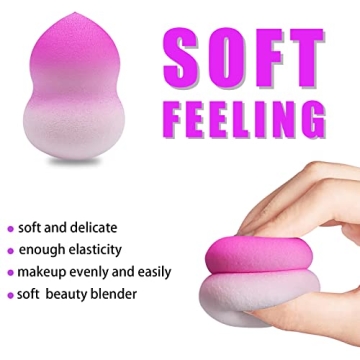 GFOUNS beauty blender sponge:individually wrapped 5 pcs multi-colored ombre makeup sponges for foundation,liquid,Cream,blending,and powder,4 different shapes of makeup sponge with 1 beauty blender