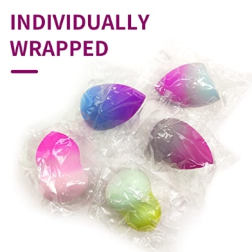 GFOUNS beauty blender sponge:individually wrapped 5 pcs multi-colored ombre makeup sponges for foundation,liquid,Cream,blending,and powder,4 different shapes of makeup sponge with 1 beauty blender
