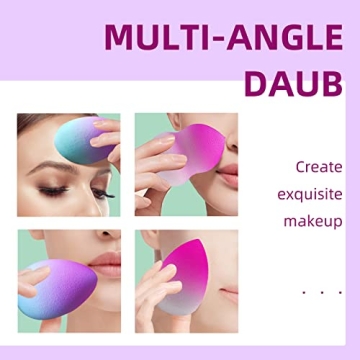 GFOUNS beauty blender sponge:individually wrapped 5 pcs multi-colored ombre makeup sponges for foundation,liquid,Cream,blending,and powder,4 different shapes of makeup sponge with 1 beauty blender