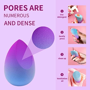 GFOUNS beauty blender sponge:individually wrapped 5 pcs multi-colored ombre makeup sponges for foundation,liquid,Cream,blending,and powder,4 different shapes of makeup sponge with 1 beauty blender