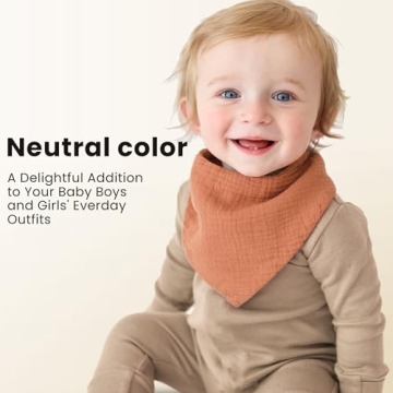 Konssy Muslin Baby Bibs 10 Pack Baby Bandana Drool Bibs 100% Cotton for Unisex Boys Girls,10 Solid Colors Set for Teething Drooling