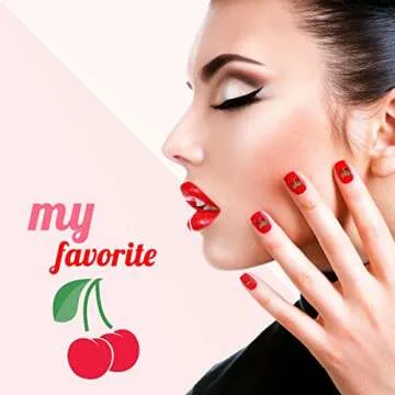 qiipii 40 Pcs 3D Cherry Nail Charms Nail Rhinestones Nail Art Shiny Nail Gems Nail Glitter Studs Cute Fruit Nail Slices Diamond Crystal for Women Jewelry Making Crafts DIY Manicure(Red Gold, 6mm/8mm)