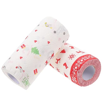 SEWACC 2 Rolls Kitchen Paper Towels Christmas Themed Grease Proof Food Paper Fried Food Wrapping Paper Snacks Paper 9 x 9 inches