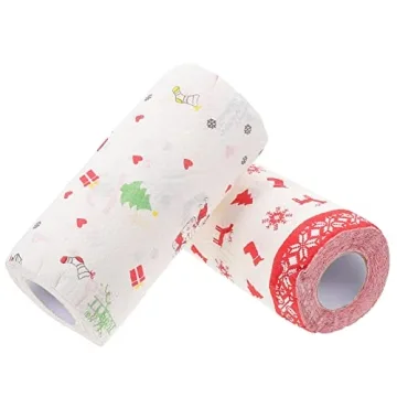SEWACC 2 Rolls Kitchen Paper Towels Christmas Themed Grease Proof Food Paper Fried Food Wrapping Paper Snacks Paper 9 x 9 inches