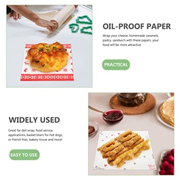 SEWACC 2 Rolls Kitchen Paper Towels Christmas Themed Grease Proof Food Paper Fried Food Wrapping Paper Snacks Paper 9 x 9 inches