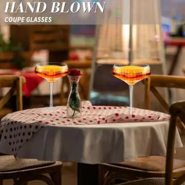 Yaomiao 8 Pieces 10 oz Ribbed Coupe Cocktail Glasses Vintage Champagne Glasses Martini Glassware Ribbed Wine Glasses Champagne Goblets with Stems for Wedding Christmas Party Larger Gathering Supplies