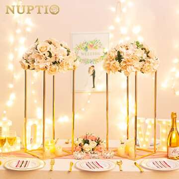 Nuptio Gold Vases for Centerpieces Wedding - 2 Pcs 23.6 inch Tall Gold Vase Wedding Centerpieces for...