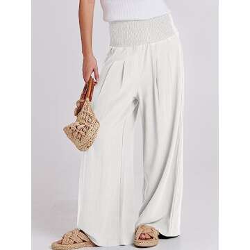 ANRABESS Women Linen Palazzo Pants - Casual Wide Leg Summer Style