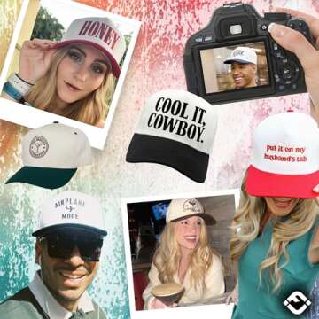 Funky Junque Cute Vintage Trucker Hat for Women, Embroidered Adjustable Snapback Baseball Cap - I Like It Dirty - Black/White