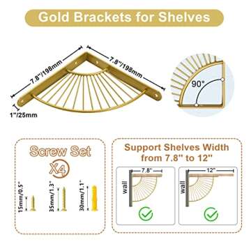 Z METNAL Decorative Shelf Brackets, Brass Metal Shelves Bracket, Wall Decor, Modern Shelving Bracket...