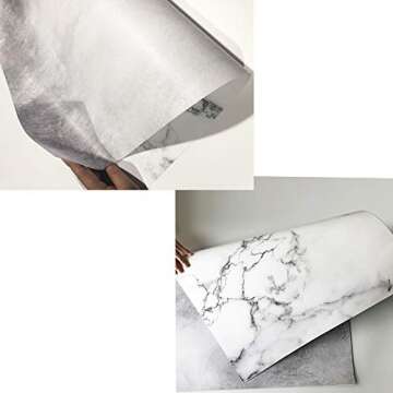 KonPon 32.6''X21.6''(83x55cm) Double-Sided White Marble Texture and Light Gray Cement Wall Pattern Background for Food Cake Cosmetics FruitsTabletop Photography Pictures GS-01