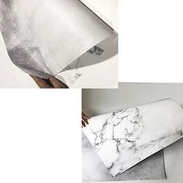 KonPon 32.6''X21.6''(83x55cm) Double-Sided White Marble Texture and Light Gray Cement Wall Pattern Background for Food Cake Cosmetics FruitsTabletop Photography Pictures GS-01