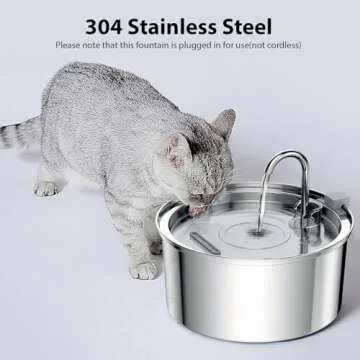 Tomxcute Cat Water Fountain, 3.2L/108oz Automatic Stainless Steel Pet Fountain Dog Water Dispenser, Ultra-Quiet Pump and 3 Replacement Filters & for Cats, Dogs, Multiple Pets