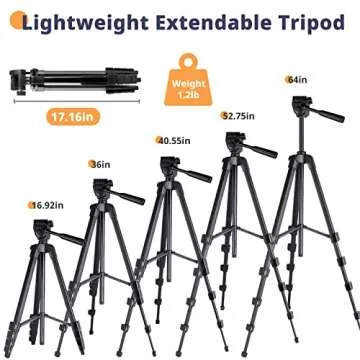 64” Phone&Tablet Tripod, Aureday Cell Phone Tripod for iPhone with Wireless Remote and Phone Holder, Extendable Tripod Stand for iPad, Suit for Video Recording/Makeup/Live Streaming