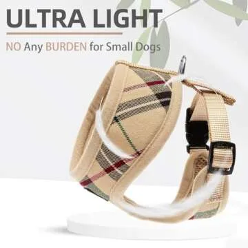 PUPTECK Soft Mesh Dog Harness and Leash Set Pet Puppy Cat Comfort Padded Vest No Pull Harnesses, Beige, L