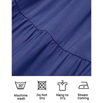 ZESICA Women's Boho Summer One Shoulder Short Sleeve Smocked Side Split Ruffle Swing Midi Dress Royal Blue S