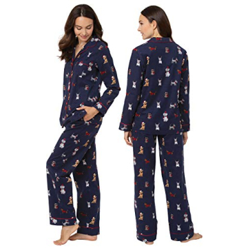 PajamaGram Women's Flannel Pajamas - Cozy Dog Print