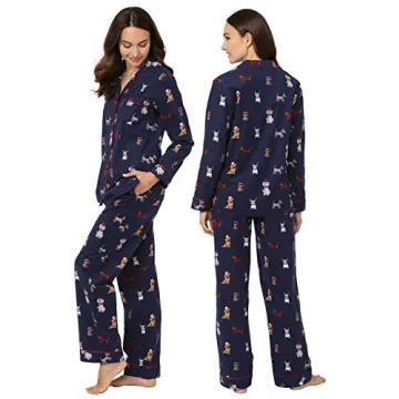 PajamaGram Women's Flannel Pajamas - Cozy Dog Print