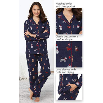 PajamaGram Women's Flannel Pajamas - Cozy Dog Print