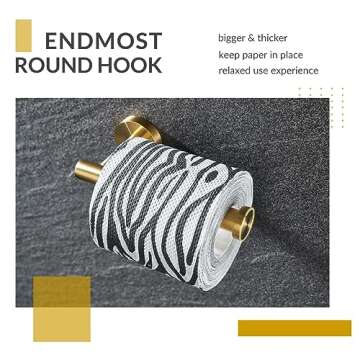 Toilet Paper Holder Brushed Gold, APLusee SUS304 Stainless Steel Round TP Hanger, Modern Bathroom Lavatory Tissue Roll Storage