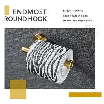 Toilet Paper Holder Brushed Gold, APLusee SUS304 Stainless Steel Round TP Hanger, Modern Bathroom Lavatory Tissue Roll Storage