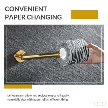 Toilet Paper Holder Brushed Gold, APLusee SUS304 Stainless Steel Round TP Hanger, Modern Bathroom Lavatory Tissue Roll Storage