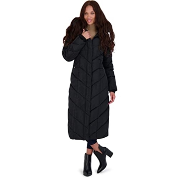 Warm & Stylish Women's Chevron Maxi Puffer Coat