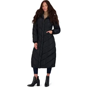 Warm & Stylish Women's Chevron Maxi Puffer Coat