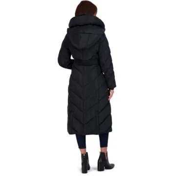 Warm & Stylish Women's Chevron Maxi Puffer Coat