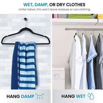 ZOBER Rubber Coated Non Slip Plastic Hangers, (50- Pack) Strong & Durable, Ultra Slim Space Saving, 360° Swivel Hook, Shed-Free/Non Velvet