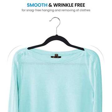 ZOBER Rubber Coated Non Slip Plastic Hangers, (50- Pack) Strong & Durable, Ultra Slim Space Saving, 360° Swivel Hook, Shed-Free/Non Velvet