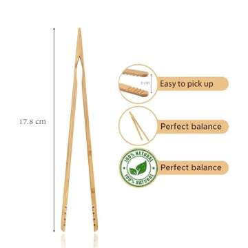 ReNext Bamboo Toast Tongs Wooden Toaster Kitchen Tongs Fruit Clip for Toast Fruits Bread Pickles