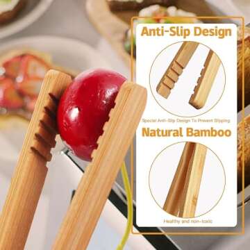ReNext Bamboo Toast Tongs Wooden Toaster Kitchen Tongs Fruit Clip for Toast Fruits Bread Pickles