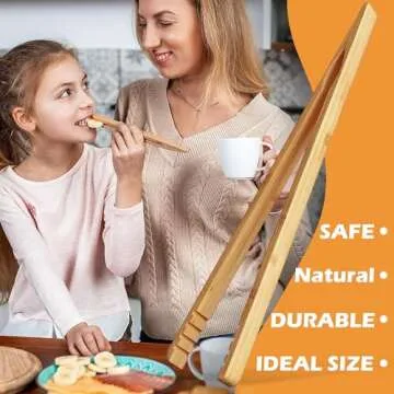 ReNext Bamboo Toast Tongs Wooden Toaster Kitchen Tongs Fruit Clip for Toast Fruits Bread Pickles