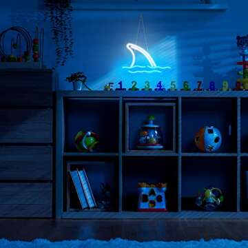 Riakrum Shark LED Neon Signs Wall Decorative Shark Neon Lights Acrylic USB Powered Night Light for Bedroom Room Shop Hotel Bar Decor Party Supplies Wall Art Birthday Gifts