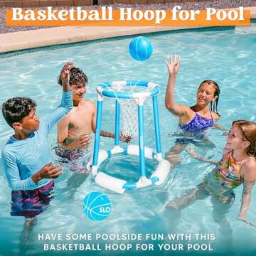 Sloosh Pool Basketball Hoop Toys, Floating Basketball Pool Game, Swimming Floats Toys with Balls Pum...